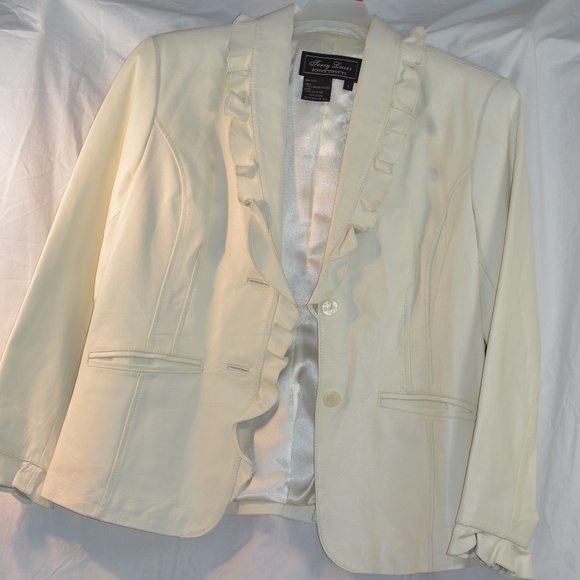 Leather Jacket Frilled SZ L Terry Lewis Classic Luxuries - Picture 2 of 9